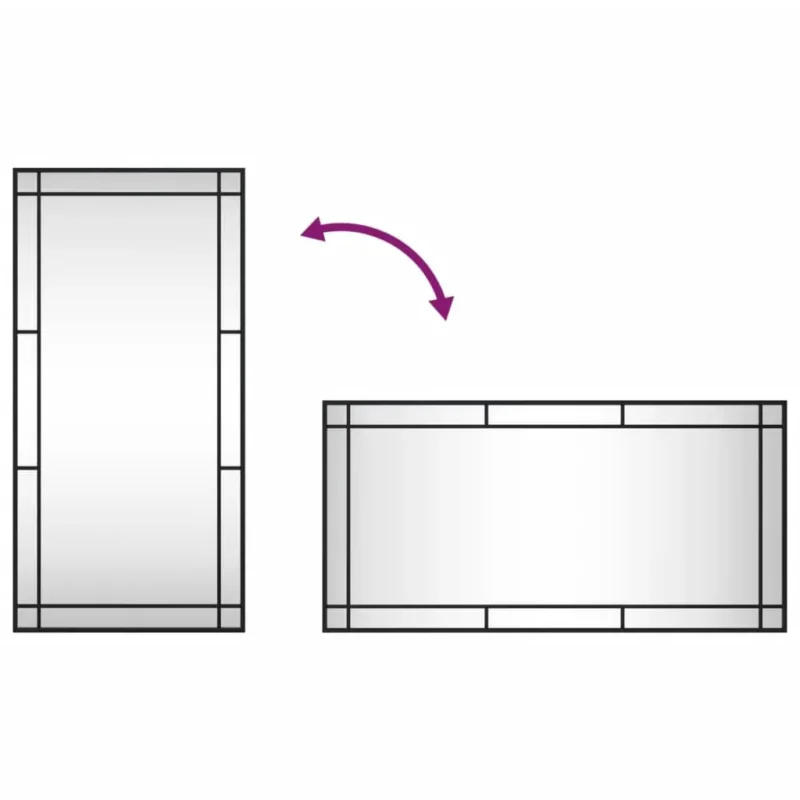 vidaXL Wall Mirror Black Glass Medium Wall mounting Wall Mirror - Image 7