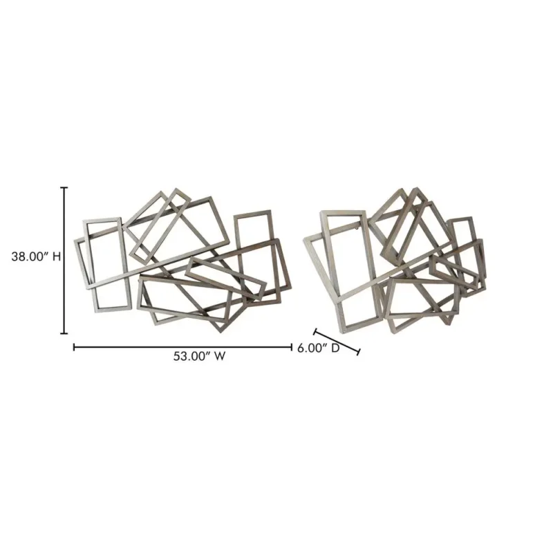 Metal Rectangles Wall Decor Silver - Image 4