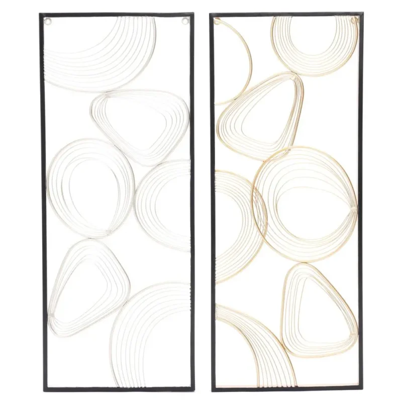 Gold and Silver Abstract Rectangular Metal Wall Decor, Set of 2 - Image 6