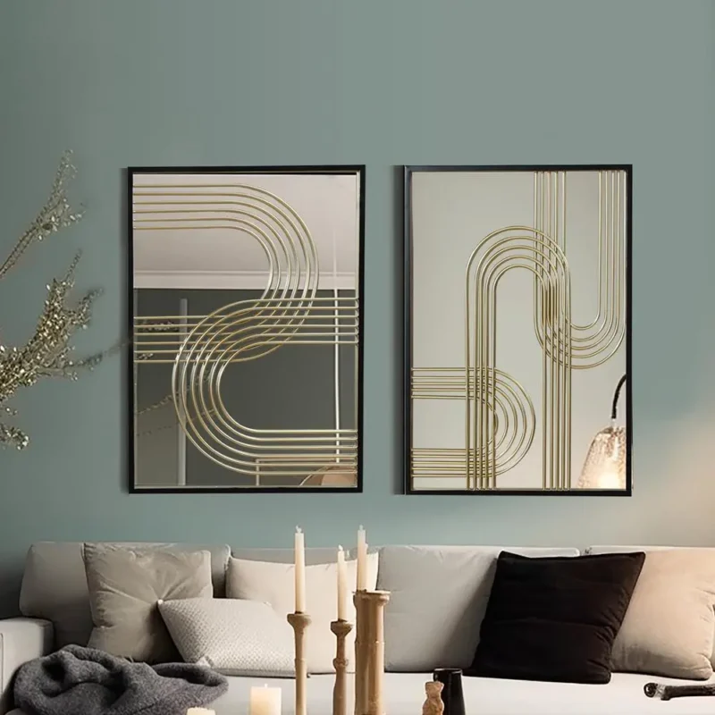 Set of 2 Modern Iron Loops Rectangular Accent Wall Mirrors - Image 11