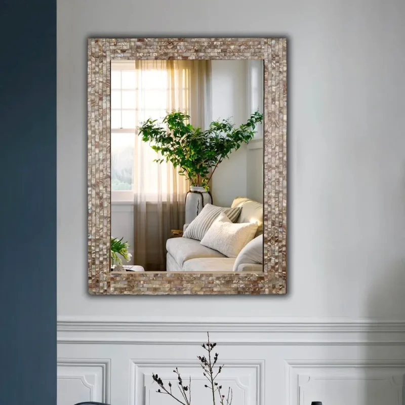 Chloe'S Reflection Seashell Finish Rectangular Framed Wall Mirror 32" Height - Image 2