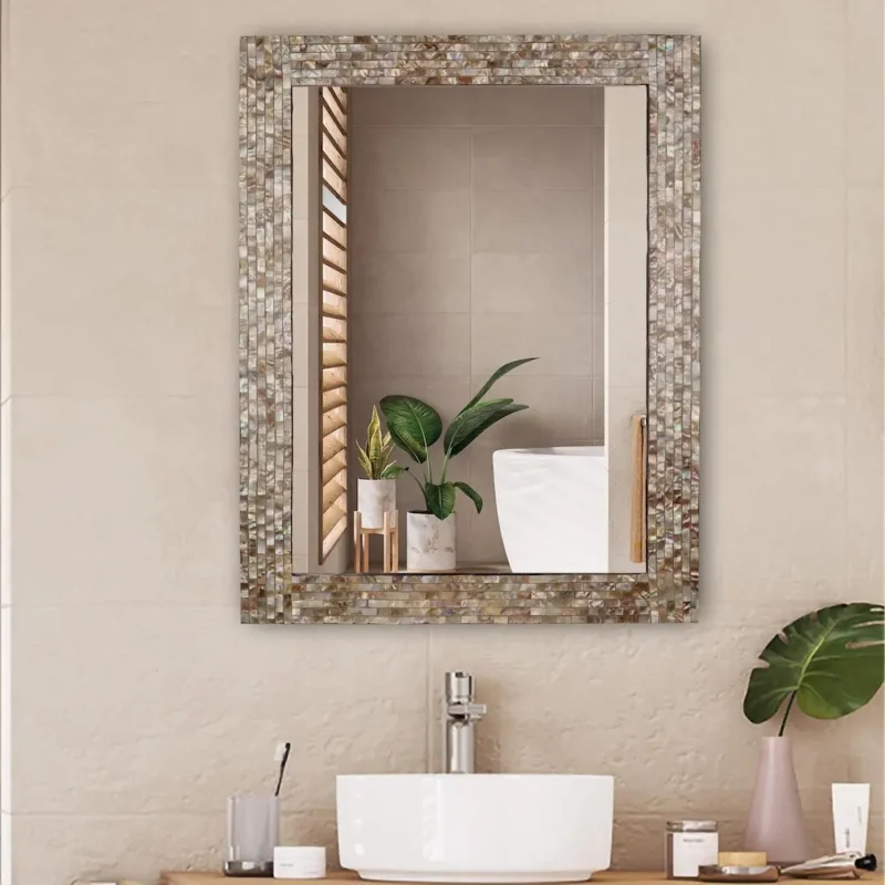 Chloe'S Reflection Seashell Finish Rectangular Framed Wall Mirror 32" Height - Image 3