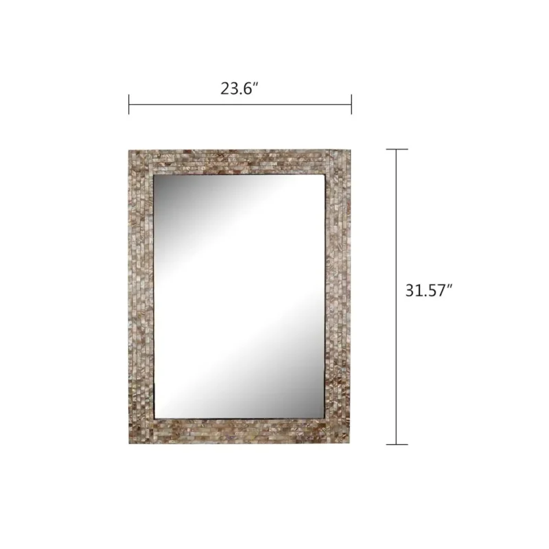 Chloe'S Reflection Seashell Finish Rectangular Framed Wall Mirror 32" Height - Image 5