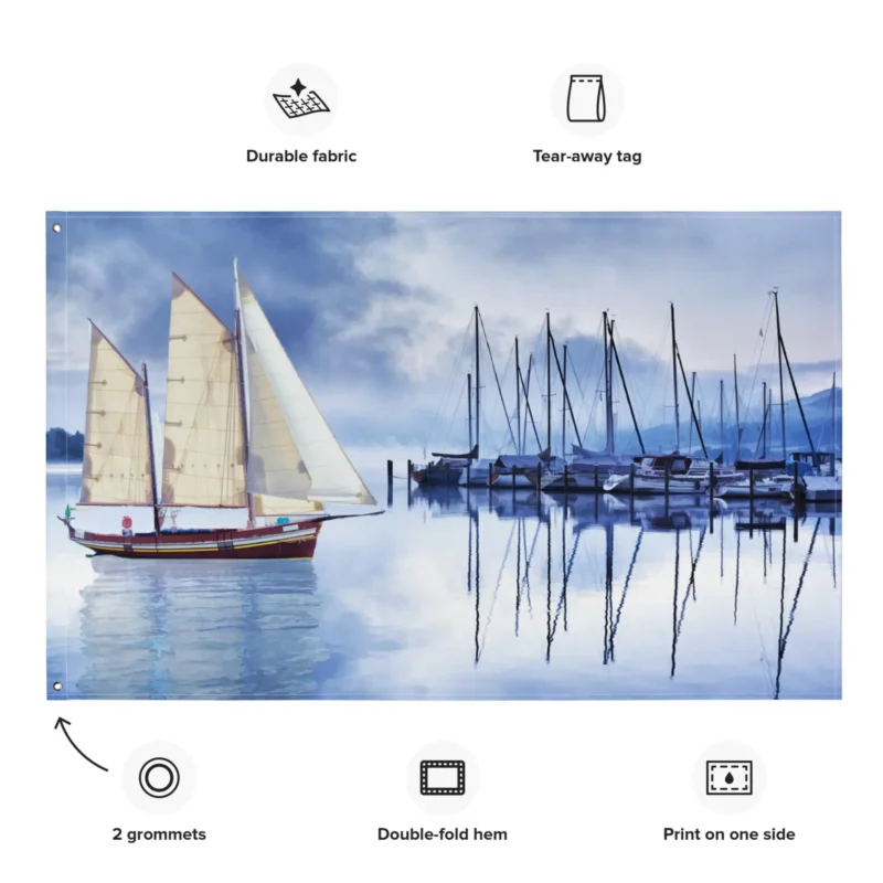 Sailing Ship Blue Flag - Image 2